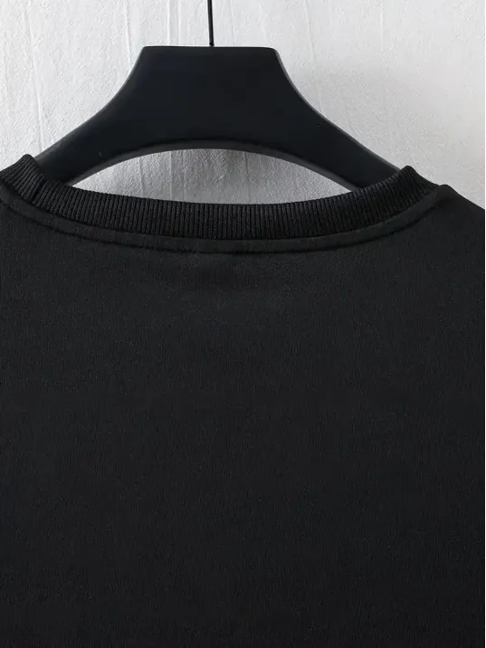 LB Ön Arka Baskılı Oversize Bisiklet Yaka Yazlık T-shirt - Siyah