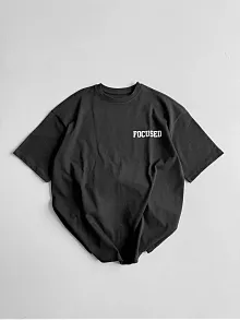 20/1 Penye Compackbaskılı Oversize Bisiklet Yaka Kısa Kol Yazlık T-shirt - Siyah