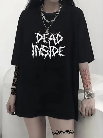 Canlı Harf Baskılı Büyük Boy Oversize Kısa Kollu Tişört - Yumuşak, Nefes Alabilir, Kadınlar için Rahat Yaz ve İlkbaharın Vazgeçilmezi - Rahat Kesim, Rahat, Şık Kadın Giysileri - Siyah Canlı Harf Baskılı Büyük Boy Oversize Kısa Kollu Tişört - Yumuşak, Nefes Alabilir, Kadınlar için Rahat Yaz ve İlkbaharın Vazgeçilmezi - Rahat Kesim, Rahat, Şık Kadın Giysileri - Siyah