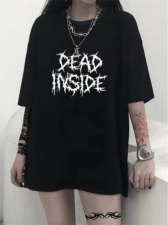 Canlı Harf Baskılı Büyük Boy Oversize Kısa Kollu Tişört - Yumuşak, Nefes Alabilir, Kadınlar için Rahat Yaz ve İlkbaharın Vazgeçilmezi - Rahat Kesim, Rahat, Şık Kadın Giysileri - Siyah