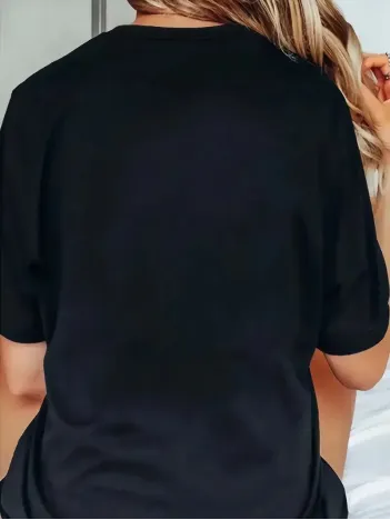 20/1 Penye Compack Baskılı Oversize Bisiklet Yaka Kısa Kol T-shirt - Siyah 20/1 Penye Compack Baskılı Oversize Bisiklet Yaka Kısa Kol T-shirt - Siyah