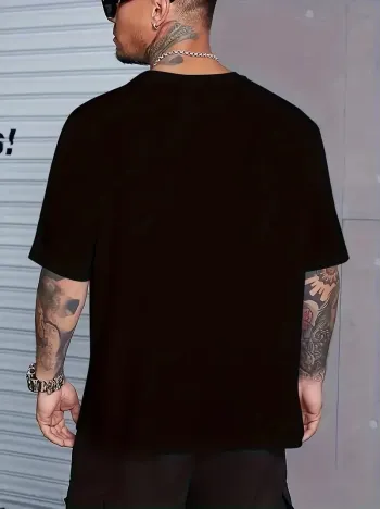 Sporda Günlük Hayata Giyilebilir GYM Baskılı Oversize Bisiklet Yaka Erkek T-shirt - Siyah