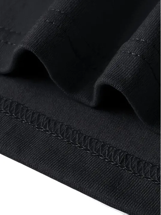 Pembe Panter Baskılı Erkek Oversize Günlük Kısa Kollu Tişört İlkbahar ve Yaz için Mükemmeldir - Siyah