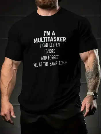 Erkekler İçin Tişörtler, Komik 'Multitasker' Baskılı Tişört, Yaz İlkbahar Sonbahar İçin Günlük Kısa Kollu Oversize Tişört, Hediye Olarak Üstler - Siyah Erkekler İçin Tişörtler, Komik 'Multitasker' Baskılı Tişört, Yaz İlkbahar Sonbahar İçin Günlük Kısa Kollu Oversize Tişört, Hediye Olarak Üstler - Siyah