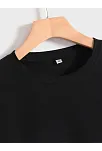 20/1 Penye Compack Baskılı Oversize Kısa Kol Bisiklet Yaka T-shirt - Siyah