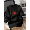 20/1 Penye Compack Spider Baskılı Oversize Unisex Kısa Kol Yazlık T-shirt - Siyah 20/1 Penye Compack Spider Baskılı Oversize Unisex Kısa Kol Yazlık T-shirt - Siyah