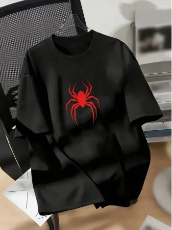 20/1 Penye Compack Spider Baskılı Oversize Unisex Kısa Kol Yazlık T-shirt - Siyah 20/1 Penye Compack Spider Baskılı Oversize Unisex Kısa Kol Yazlık T-shirt - Siyah