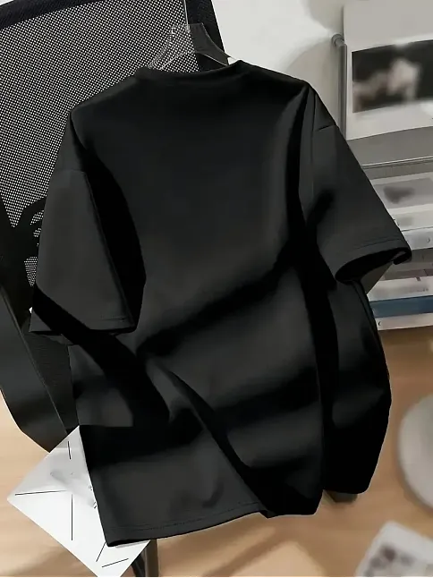 20/1 Penye Compack New York Baskılı Oversize Kısa Kol Bisiklet Yaka T-shirt - Siyah