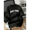 20/1 Penye Compack New York Baskılı Oversize Kısa Kol Bisiklet Yaka T-shirt - Siyah 20/1 Penye Compack New York Baskılı Oversize Kısa Kol Bisiklet Yaka T-shirt - Siyah