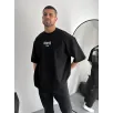 Baskılı Oversize Bisiklet Yaka T-shirt - Siyah Baskılı Oversize Bisiklet Yaka T-shirt - Siyah
