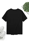 20/1 Penye Compack Palmiye Ön Baskılı Oversize Bisiklet Yaka Kısa Kol Yazlık T-shirt - Siyah