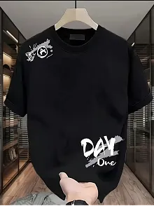 20/1 Penye Compack Day One Baskılı Oversize Bisiklet Yaka T-shirt - Siyah