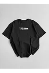 20/1 Penye Compack Unisex Baskılı Oversize Bisiklet Yaka Kısa Kol Yazlık T-shirt - Siyah
