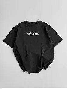20/1 Penye Compack Unisex Baskılı Oversize Bisiklet Yaka Kısa Kol Yazlık T-shirt - Siyah