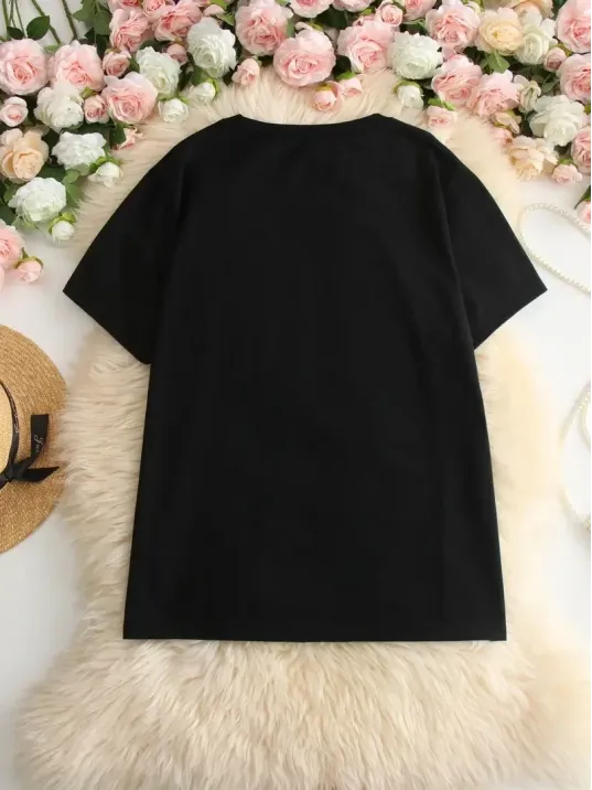 Hi, I don't care. Thanks. (Merhaba, önemli değil. Teşekkürler.) Baskılı Oversize Bisiklet Yaka T-shirt - Siyah