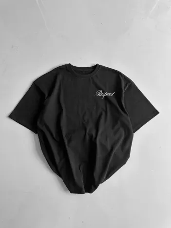 20/1 Penye Compack Baskılı Oversize Bisiklet Yaka Kısa Kol Yazlık T-shirt - Siyah 20/1 Penye Compack Baskılı Oversize Bisiklet Yaka Kısa Kol Yazlık T-shirt - Siyah