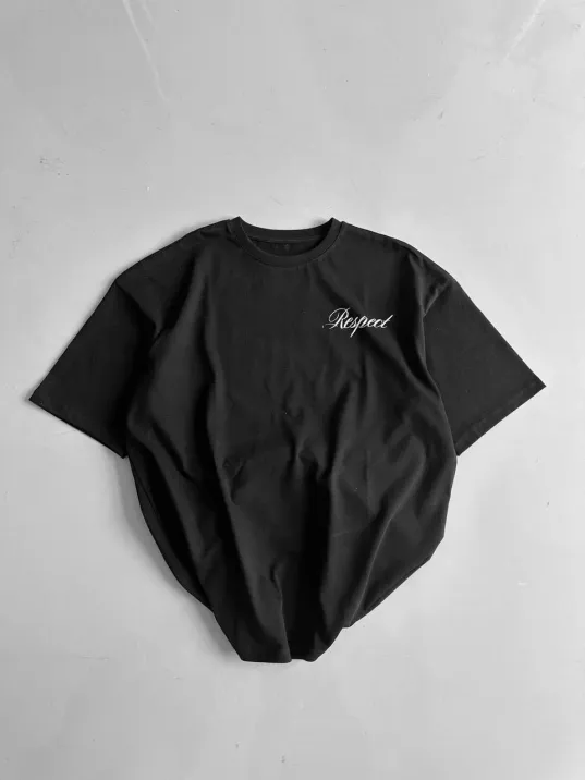 20/1 Penye Compack Baskılı Oversize Bisiklet Yaka Kısa Kol Yazlık T-shirt - Siyah 20/1 Penye Compack Baskılı Oversize Bisiklet Yaka Kısa Kol Yazlık T-shirt - Siyah