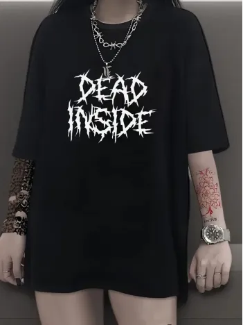 Canlı Harf Baskılı Büyük Boy Oversize Kısa Kollu Tişört - Yumuşak, Nefes Alabilir, Kadınlar için Rahat Yaz ve İlkbaharın Vazgeçilmezi - Rahat Kesim, Rahat, Şık Kadın Giysileri - Siyah Canlı Harf Baskılı Büyük Boy Oversize Kısa Kollu Tişört - Yumuşak, Nefes Alabilir, Kadınlar için Rahat Yaz ve İlkbaharın Vazgeçilmezi - Rahat Kesim, Rahat, Şık Kadın Giysileri - Siyah