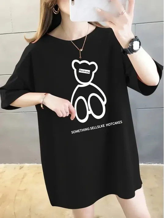 20/1 Penye Compack Ön Arka Baskılı Oversize Bisiklet Yaka T-shirt - Siyah 20/1 Penye Compack Ön Arka Baskılı Oversize Bisiklet Yaka T-shirt - Siyah
