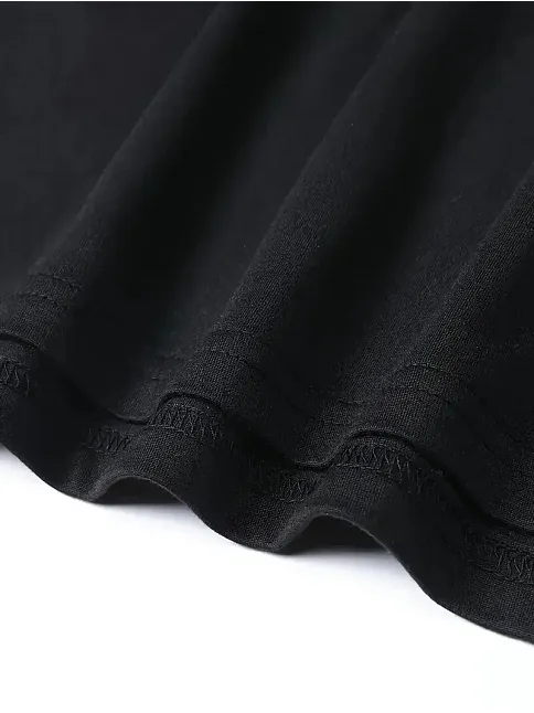 20/1 Penye Compack Baskılı Oversize Bisiklet Yaka Kısa Kol T-shirt - Siyah
