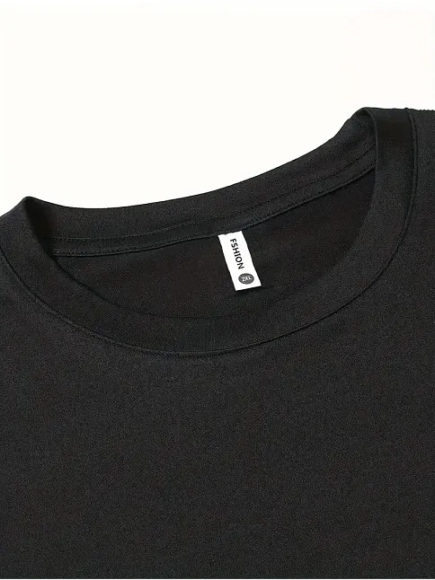 20/1 Penye Compack Baskılı Oversize Bisiklet Yaka Kısa Kol T-shirt - Siyah