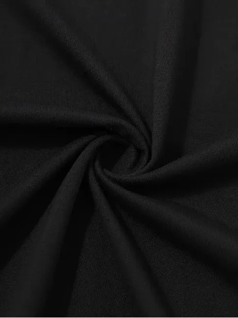 20/1 Penye Compack Palmiye Ön Baskılı Oversize Bisiklet Yaka Kısa Kol Yazlık T-shirt - Siyah