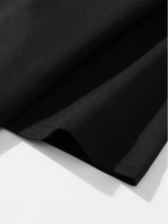 "Neden Bana Bakıyorsun?" Komik Kedi Grafik Tişört - Dijital Baskılı Siyah Bol Kesim Streetwear Tişört, Erkekler için Dört Mevsim Günlük Gömlek - Siyah