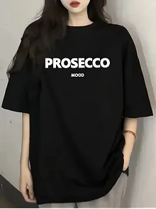 20/1 Penye Compack Baskılı Oversize Kısa Kol Bisiklet Yaka T-shirt - Siyah