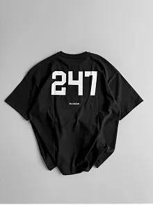 20/1 Penye Compackbaskılı Oversize Bisiklet Yaka Kısa Kol Yazlık T-shirt - Siyah