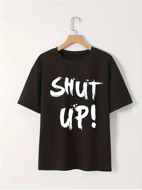 20/1 Penye Compack Baskılı Oversize Bisiklet Yaka M Kısa Kol Yazlık T-shirt - Siyah