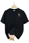20/1 Penye Compack Gözlüklü Ayı Baskılı Oversize Bisiklet Yaka Erkek T-shirt - Siyah