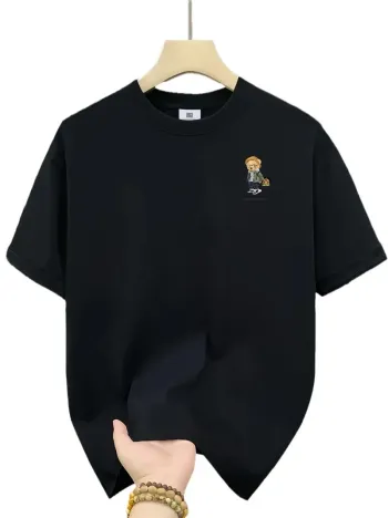 20/1 Penye Compack Gözlüklü Ayı Baskılı Oversize Bisiklet Yaka Erkek T-shirt - Siyah 20/1 Penye Compack Gözlüklü Ayı Baskılı Oversize Bisiklet Yaka Erkek T-shirt - Siyah