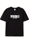 20/1 Penye Compack Spaceballs Erkek Baskılı Oversize Bisiklet Yaka Kısa Kol Yazlık T-shirt - Siyah