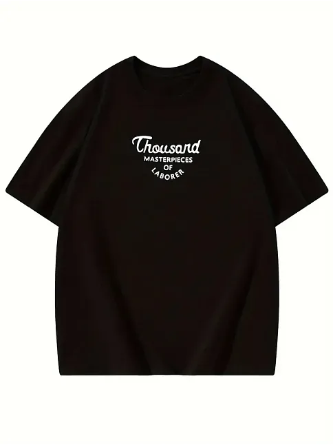 Thousand Ön Arka Baskılı Oversize Bisiklet Yaka T-shirt - Siyah