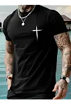 20/1 Penye Compack Baskılı Oversize Bisiklet Yaka Kısa Kol T-shirt - Siyah