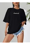 20/1 Penye Compack Classical Baskılı Siyah Oversize Tişort - Siyah