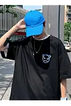 20/1 Penye Compack Bisiklet Yaka Kore Tarzı Sevimli Ayı Baskı Kısa Kol Erkek T-shirt - Siyah