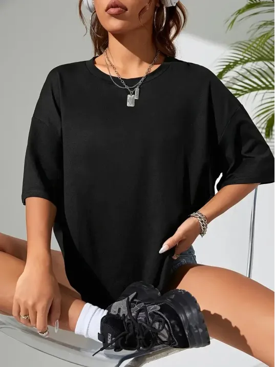 Büyük Boy Ayıcık Baskılı Bisiklet Yaka T-Shirt, İlkbahar & Yaz İçin Rahat Kısa Kollu T-Shirt, Kadın Giyim - Siyah Büyük Boy Ayıcık Baskılı Bisiklet Yaka T-Shirt, İlkbahar & Yaz İçin Rahat Kısa Kollu T-Shirt, Kadın Giyim - Siyah