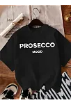 20/1 Penye Compack Baskılı Oversize Bisiklet Yaka Kısa Kol Yazlık T-shirt - Siyah