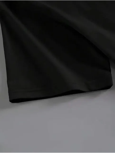 20/1 Penye Compack Baskılı Oversize Kahve Desenli Kadın Kısa Kol Yazlık T-shirt - Siyah