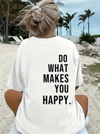 Do What Makes You Happy Unisex Linemen Oversize Baskılı T-shirt - Beyaz Do What Makes You Happy Unisex Linemen Oversize Baskılı T-shirt - Beyaz