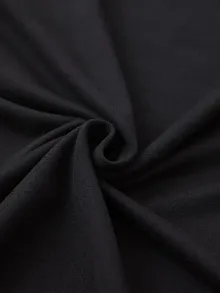 20/1 Penye Compack Baskılı Oversize Bisiklet Yaka Kısa Kol Yazlık T-shirt - Siyah