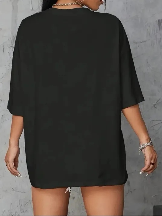 20/1 Penye Compack Baskılı Oversize Kahve Desenli Kadın Kısa Kol Yazlık T-shirt - Siyah 20/1 Penye Compack Baskılı Oversize Kahve Desenli Kadın Kısa Kol Yazlık T-shirt - Siyah