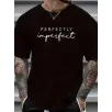 erkekler için Ön Arka Baskılı PERFECTLY günlük Kısa Kol tişört - Siyah