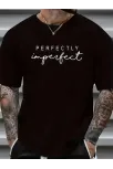 Erkekler İçin Ön Arka Baskılı Perfectly Günlük Kısa Kol Tişört - Siyah