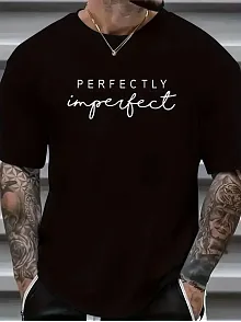 Erkekler İçin Ön Arka Baskılı Perfectly Günlük Kısa Kol Tişört - Siyah