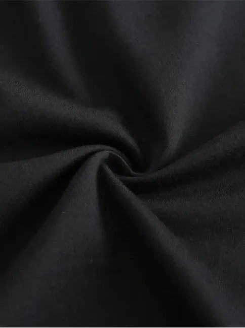 20/1 Penye Compack Baskılı Oversize Kısa Kol Bisiklet Yaka T-shirt - Siyah