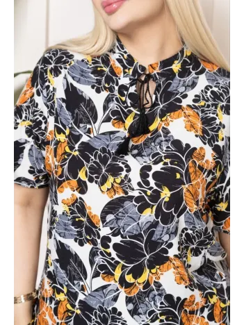 Bebe Yaka Püskül Detaylı Bluz - Desenli