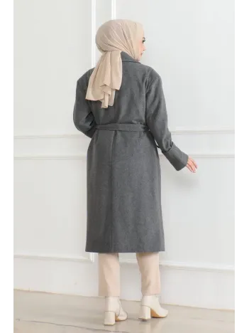 Kadın Kaşe Kaban – Uzun Boy Kruvaze Yaka Kuşaklı Tesettür Kaşe Kışlık Kaban, Astarlı Şık Yünlü Dokuma Oversize Rahat Kalıp Cepli Düğmeli Modern Kap Modeli - Gri Kadın Kaşe Kaban – Uzun Boy Kruvaze Yaka Kuşaklı Tesettür Kaşe Kışlık Kaban, Astarlı Şık Yünlü Dokuma Oversize Rahat Kalıp Cepli Düğmeli Modern Kap Modeli - Gri
