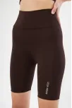 Yüksek Bel Biker Sporcu Şort - Kahve